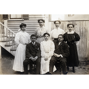 Family portrait, seven young men and women