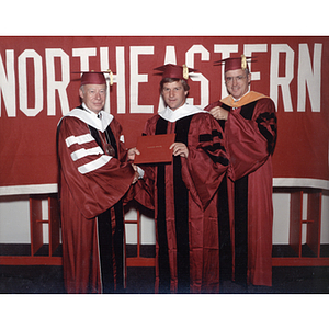 Honorary degree recipient Bobby Orr with President Ryder