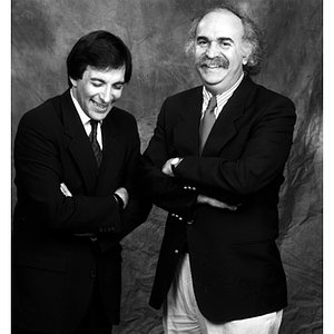 Professor James Fox, Chair of Criminal Justice, and Jack Levin, Professor of Sociology laugh together