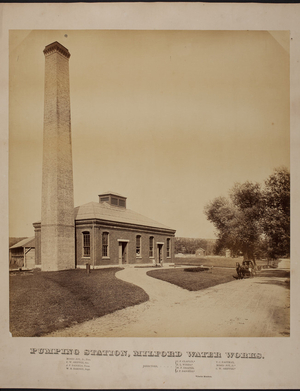 Exterior view of Pump Station, Milford Water Works, Milford, Mass., undated