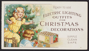Ready to use electric lighting outfits for Christmas decorations, Edison Dec. & Min. Lamp Dept, Harrison, New Jersey, undated