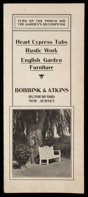 Heart cypress tubs, rustic work, English garden furniture, Bobbink & Atkins, Rutherford, New Jersey