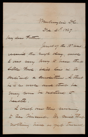 Thomas Lincoln Casey to General Silas Casey, December 21, 1867