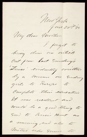 Thomas Lincoln Casey, Jr. to Emma Weir Casey, January 20, 1894
