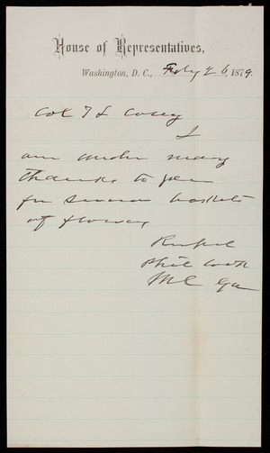 Philip Cook to Thomas Lincoln Casey, February 26, 1879