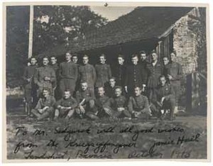 Group of Allied prisoners including Atlantic Monthly correspondent James Norman Hall in a German prison camp in Bavaria