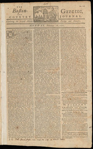 The Boston-Gazette, and Country Journal, 18 February 1771