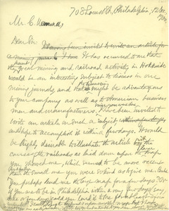 Letter from Benjamin Smith Lyman to C. Uemura