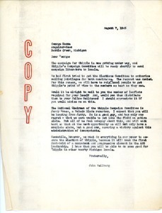 Letter from John Weilburg to George Hanna