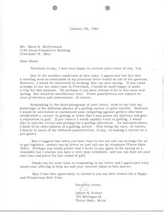 Letter from James H. Archer to Mark H. McCormack