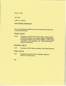 Memorandum from Judy A. Chilcote to Ian Todd