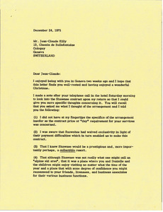 Letter from Mark H. McCormack to Jean Claude Killy