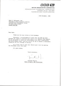 Letter from Jonathan Martin to Mark H. McCormack