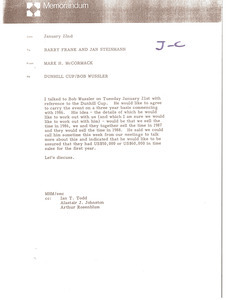 Memorandum from Mark H. McCormack to Barry Frank and Jan Steinmann