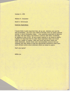 Memorandum from Mark H. McCormack to William H. Carpenter