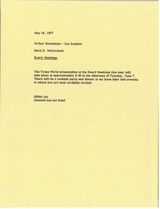 Memorandum from Mark H. McCormack to Arthur Rosenblum