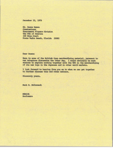 Letter from Mark H. McCormack to Deane Beman