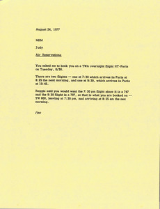 Memorandum from Judy A. Chilcote to Mark H. McCormack