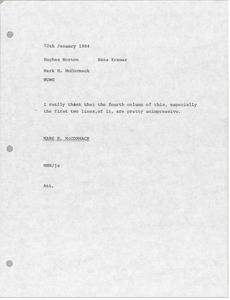 Memorandum from Mark H. McCormack to Hughes Norton and Hans Kramer