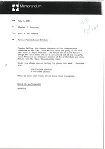 Memorandum from Mark H. McCormack to Alastair J. Johnston