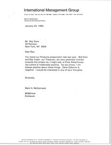 Letter from Mark H. McCormack to Ray Cave