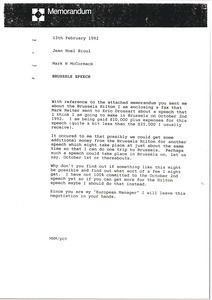 Memorandum from Mark H. McCormack to Jean Noel Bioul