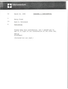 Memorandum from Mark H. McCormack to Barry Frank