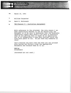 Memorandum from Mark H. McCormack to William Carpenter