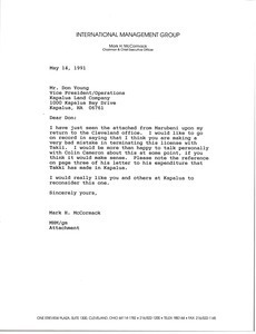 Letter from Mark H. McCormack to Don Young