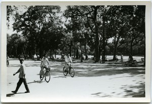 Cyclists beside Hoan Kiem Lake