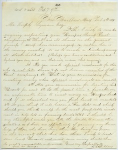 Letter from S. L. Sheldon to Joseph Lyman