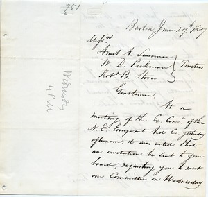 Letter from C. J. Higginson to Amos A. Lawrence, William Dudley Pickman, and Robert B. Shores