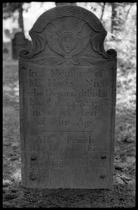 Gravestone of Moses Niles (1789) and daughter Pamela (1783), Old Poquonock Burying Ground