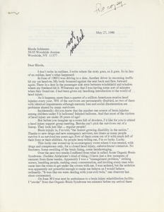 File copy of letter from Lucy Gwin to Rhoda Schlamm