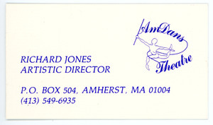 Richard Jones, Artistic Director, AmDans Theatre business card