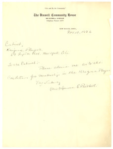 Letter from Dixwell Community House to W. E. B. Du Bois