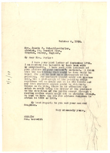 Letter from W. E. B. Du Bois to Jessie F. Coleridge-Taylor
