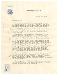 Letter from Ralph J. Bunche to W. E. B. Du Bois