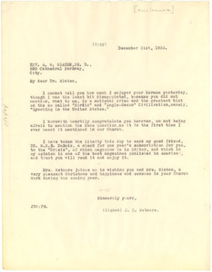 Letter from J. D. Wetmore to A. Wakefield Slaten