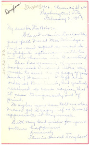 Letter from Fannie Howard Douglass to W. E. B. Du Bois