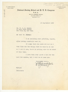 Letter from National Fraternal Council of Negro Churches to W. E. B. Du Bois