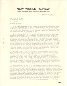 Letter from New World Review to W. E. B. Du Bois
