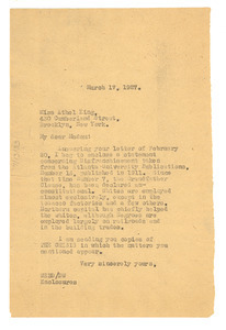 Letter from W. E. B. Du Bois to Athel King