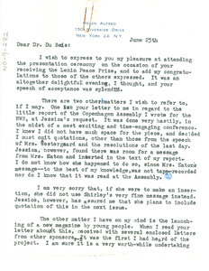 Letter from Helen Alfred to W. E. B. Du Bois