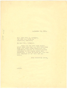 Letter from Crisis to Mrs. Otto Widmayer