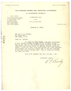 Letter from Wilberforce University Combined Normal and Industrial Department to W. E. B. Du Bois