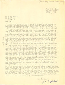 Letter from Oberlin College National Student Organization to W. E. B. Du Bois
