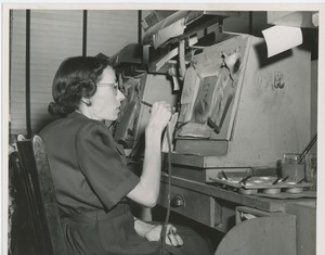 A woman at work in an art studio