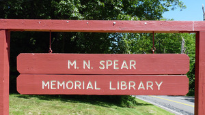 M. N. Spear Public Library, Shutesbury Mass.: library signage