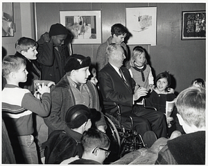 Mayor John F. Collins with unidentified children